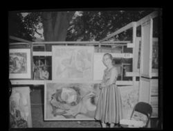 Ogden Dunes Artist Alice Muller displays her artwork at the Chesterton Arts and Crafts Show, 1960.