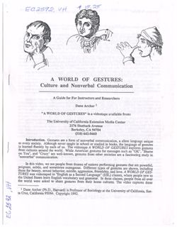 A World of Gestures: Culture and Nonverbal Communication