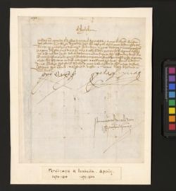 Letter, King Ferdinand V and Queen Isabela of Spain