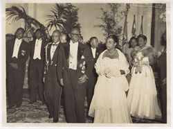 President William V.S. and Mrs. Tubman with Liberian officials attend a reception during a  state visit to Spain