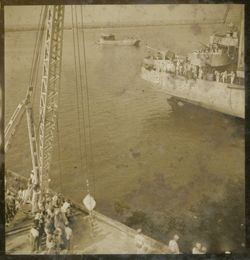 Large ship leaving harbor