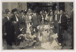 Flamenco dancers pose with President Tubman, his daughter Coocoo, friend Banke King, and other dignitaries in Sevilla, Spain