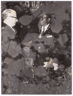 President Tubman talks with Giovanni Gronchi