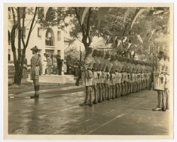 Military troops lined up for inspection