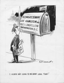 Bob Grable political cartoon of Hamilton's mailbox