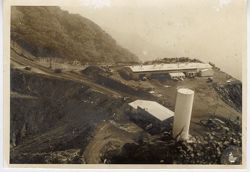 Aerial view of the Hydroelectric Plant, and the surrounding roads and valley