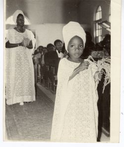 Portrait of young girl in wedding processional