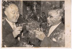 Guests talk at a party