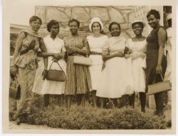 Portrait of women outside church