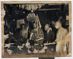 President Tubman distributes scrolls to dignitaries