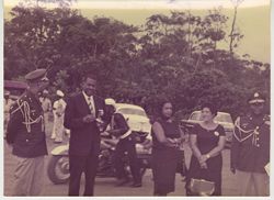 President Magloire standing with women during Sinoe county visit