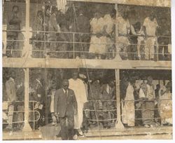 President William V. S. Tubman disembarks from vessel