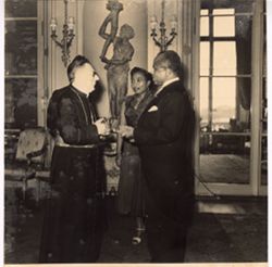Ambassador and Mrs. Knight speaking with a Vatican official