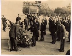 President William V. S. Tubman and others place large wreath at the Tomb of the Unknown Solider at the Arc de Triomphe