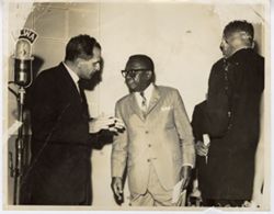 President William V. S. Tubman prepares to speak over ELWA