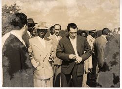 President Tuman with dignitaries outdoors, near the reservoirs of San Giacomo di Capri and San Rocco (Cassa del Mezzogiorno)