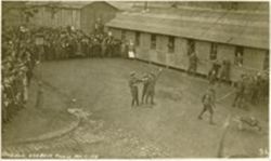 Raising a flag pole on Armistice Day