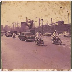 Motorcade on road