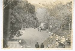 Aerial picture of group standing in driveway
