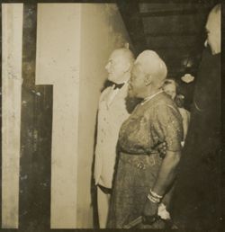 Mary Jane McLeod Bethune, American educator and civil rights leader, at an event honoring President Tubman's 1952 inauguration