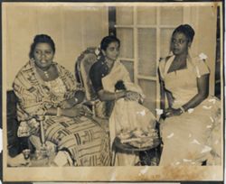 Mrs. Tubman, Mrs. Raja Rao and Mrs. Botsio, wife of the Special Gold Coast Ambassador, at the dinner