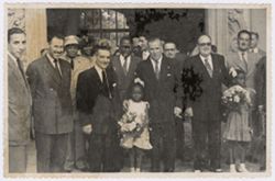 Dignitaries pose with President Tubman, his daughter Coocoo, and friend Banke Kinig