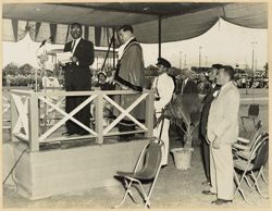President William V. S. Tubman makes a farewell speech at George VI Memorial Park
