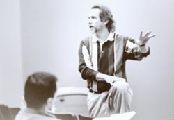 Randall M. Isaacson in IU South Bend classroom, 1999