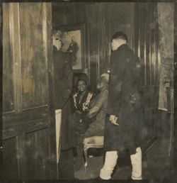 Mrs. Antoinette Tubman and Mary Jane McCleod Bethune speak with a guest at a reception