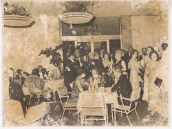 Guests at formal party mingle