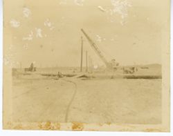 Construction work with large crane