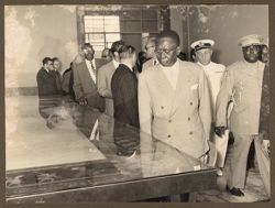 President Tubman examines ancient art