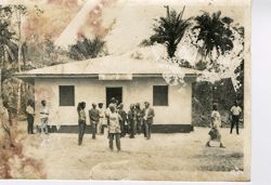 Group standing outside of public building