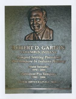 Senate wall plaque honoring Garton
