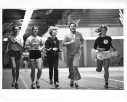 Bayh jogging with young women
