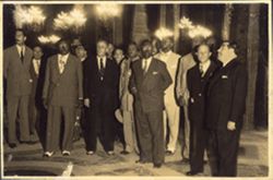 President William V. S. Tubman, O. Natty Davis, Alexander Brewer and officials stand in formal entrance