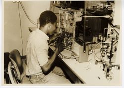 Man working with technical equipment