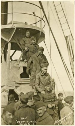 Soldiers on the Afterdeck (stern) on board USS Wilhelmina