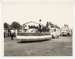 Floats passing by during a celebration parade