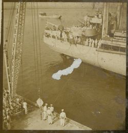 Large ship leaving harbor