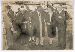 President William V. S. Tubman, Mrs. Tubman and others talk during visit of state