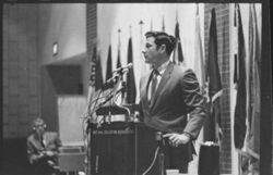 Senator Birch Bayh speaking