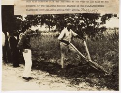 Plow designed to dig ditches made by students of Galangue Mission Station