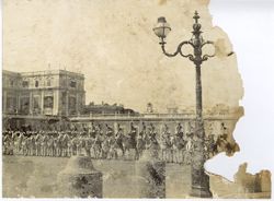 Cavalry lined up on the street during parade