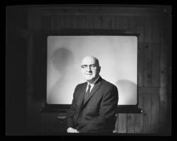 Dr. Powell A. Moore, author, of "The Calumet Region: Indiana's Last Frontier" at his home in Ogden Dunes, 1959