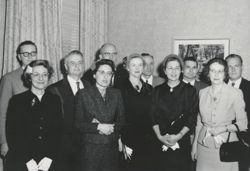 Byrum Carter and others at faculty lunch, IU South Bend, 1958