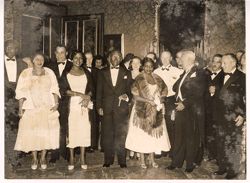 Portrait of President and Mrs. Tubman and guests at reception