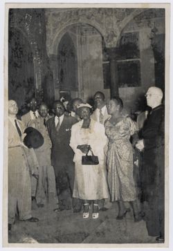 President and Mrs. Tubman on a tour of a church guided by a clergyman in Spain