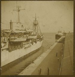 Large ship leaving harbor