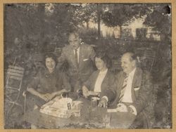 General Fransisco Franco poses with guests at a reception